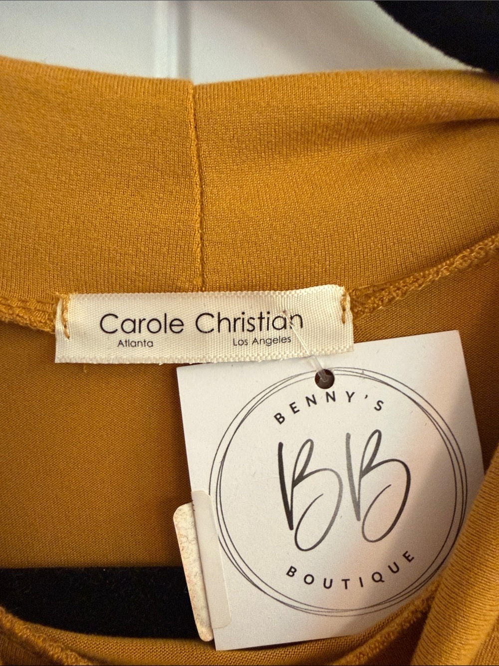 Carole Christian NWT Mustard Tiered Midi swing Dress with 3/4 length sleeve - Picture 2 of 5